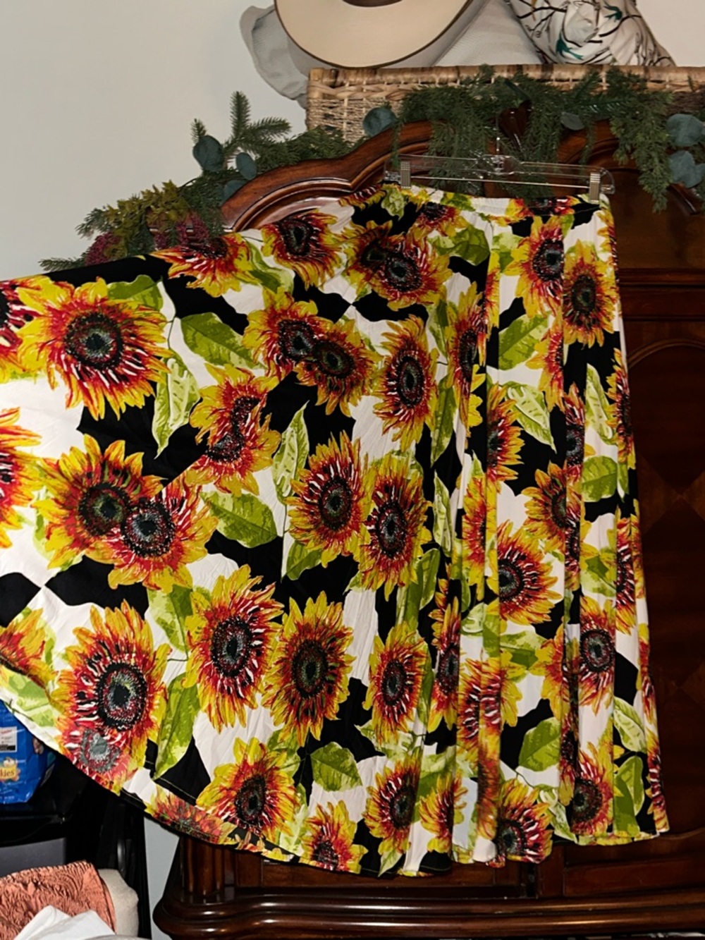 Sunflower Floral Maxi Skirt - Yellow & Black - Picture 4 of 5